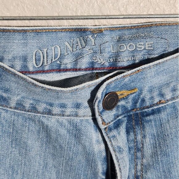 Old Navy Jeans Mens Loose Fit Light Wash Denim Size 40 Flaws - Picture 5 of 16